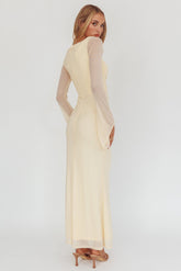 Luna Love Long Sleeve Mesh Maxi Dress Cream